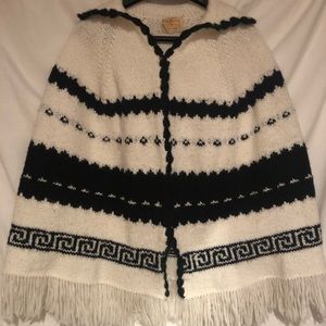 Hand Made Poncho Black and White
